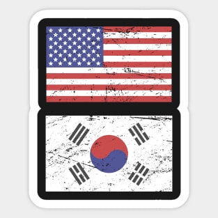 United States Flag & South Korea Flag Sticker